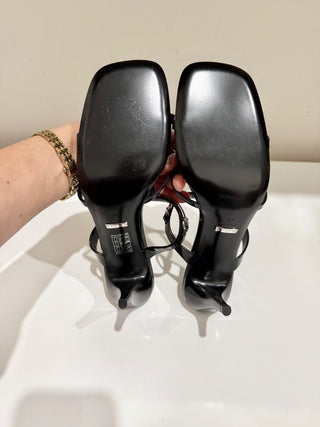 NWOT Gucci Horsebit 75mm Leather Slip On Heeled Strappy Mule Black Women's EU 40