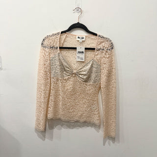 Rouje Paris Long Sleeve Sheer Lace Blouse Bonnia Rose-Pale Women's 34 FR / US 2