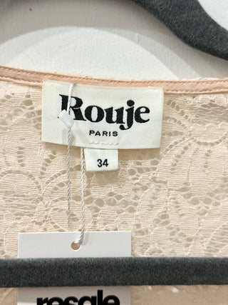Rouje Paris Long Sleeve Sheer Lace Blouse Bonnia Rose-Pale Women's 34 FR / US 2