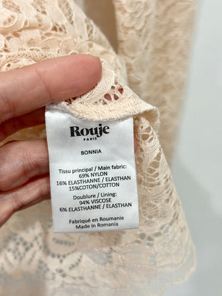 Rouje Paris Long Sleeve Sheer Lace Blouse Bonnia Rose-Pale Women's 34 FR / US 2