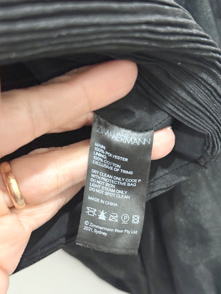 Zimmermann Pleated Sweetheart Neck Blouson-Sleeve Crop Blouse Black Women's 0