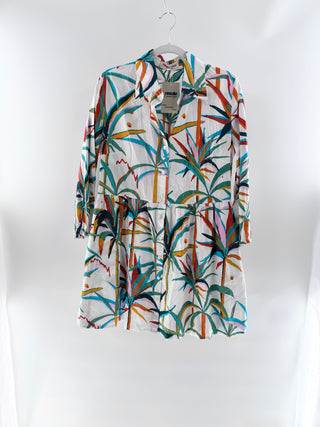 Emporio Sirenuse Tropical palm print shirt dress, 40