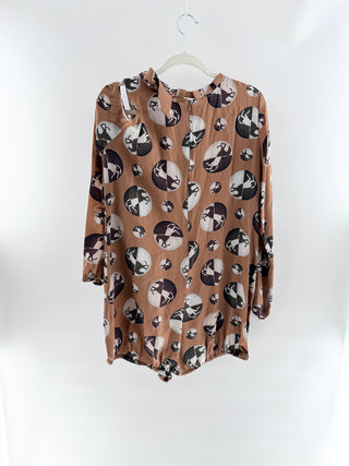 Adriana Degreas Brown horse print romper, M