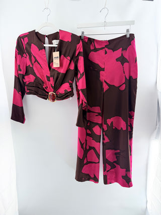 Silvia Tcherassi matching silk set crop top and pants, M