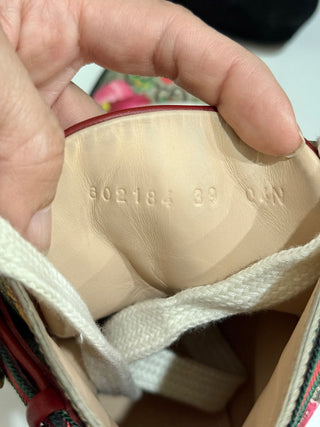 Gucci GG Supreme Monogram Flora Lace Up Combat Ankle Boots Beige Women's EU 39