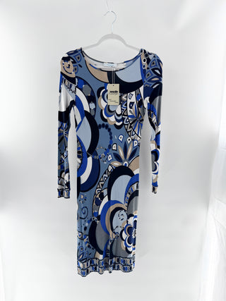 Emilio Pucci Blue geometric abstract print dress, 8