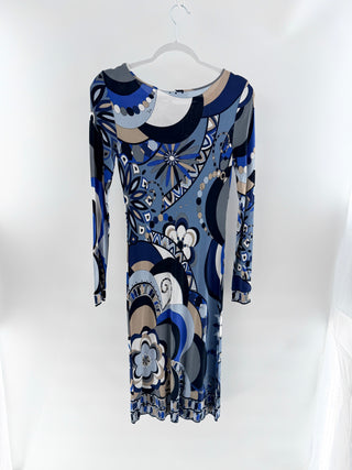 Emilio Pucci Blue geometric abstract print dress, 8