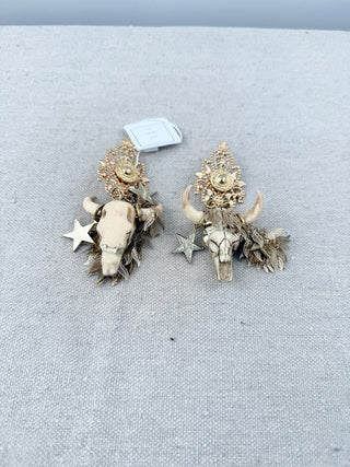 n.a. statement earrings skull longhorn