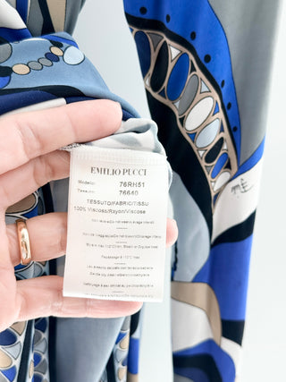 Emilio Pucci Blue geometric abstract print dress, 8