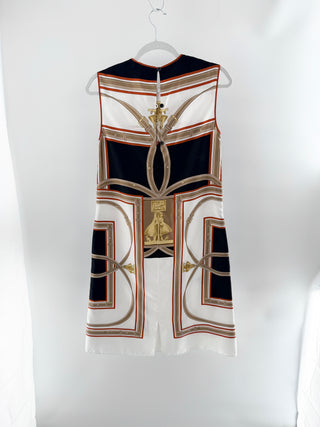 NWOT Burberry Archive Scarf Print Silk Dress w/ Detachable Scarf White Black 4