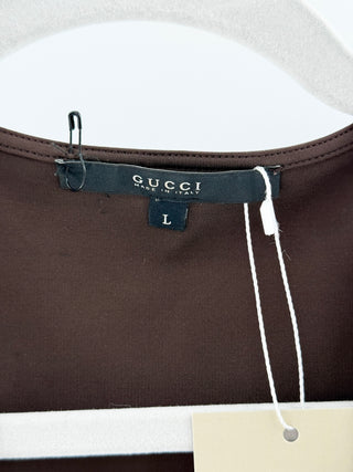 Gucci Brown sleeveless belted sheath dress, L