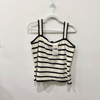 St. John Striped Terry Cloth Sleeveless Tank Top Cream/Black Women's Size Large
