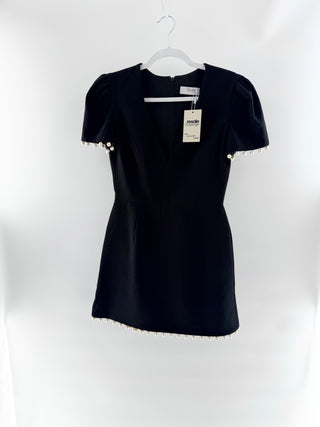 Helsi Black puff sleeve pearl dress, S