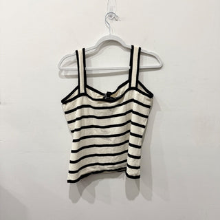 St. John Striped Terry Cloth Sleeveless Tank Top Cream/Black Women's Size Large