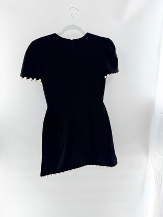 Helsi Black puff sleeve pearl dress, S