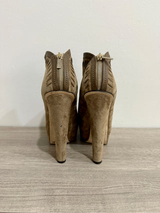 Jimmy Choo Evans Suede Platform Heels Ankle Bootie Brown Tan Womens Size EU 39