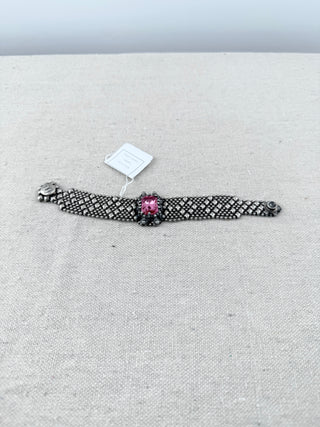 Sergio Gutierez liquid metal silver mesh bracelet with stone
