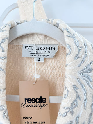 St. John 3 piece matching knit embroidered set, S / 2