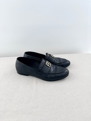 Anine Bing Corrine Monogram Lizard-Embossed Cowhide Loafers Black Women's EU 38