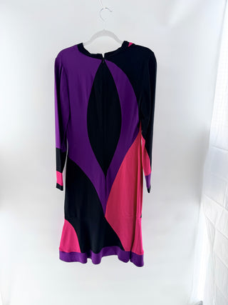 NK32 Pink purple colorblock v-neck dress, 8