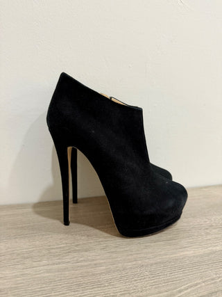 Giuseppe Zanotti Eva 105 Suede Ankle Platform Booties Black Women's Size EU 39