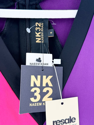 NK32 Pink purple colorblock v-neck dress, 8