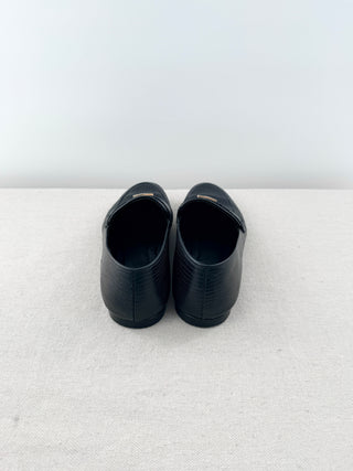 Anine Bing Corrine Monogram Lizard-Embossed Cowhide Loafers Black Women's EU 38