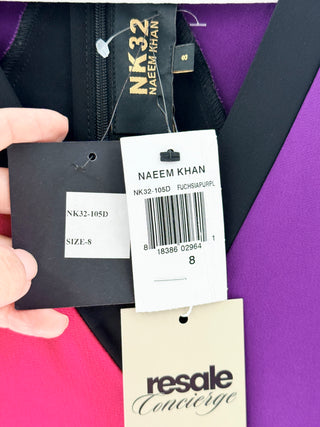 NK32 Pink purple colorblock v-neck dress, 8