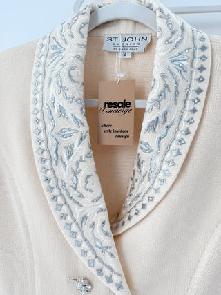 St. John 3 piece matching knit embroidered set, S / 2