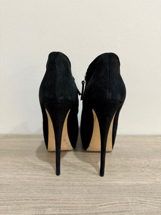 Giuseppe Zanotti Eva 105 Suede Ankle Platform Booties Black Women's Size EU 39
