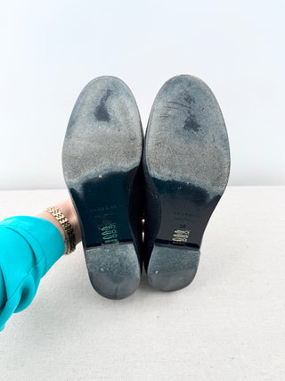 Anine Bing Corrine Monogram Lizard-Embossed Cowhide Loafers Black Women's EU 38