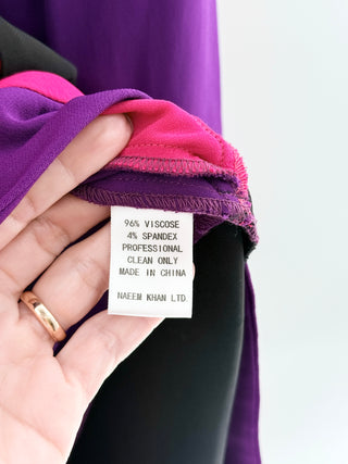 NK32 Pink purple colorblock v-neck dress, 8