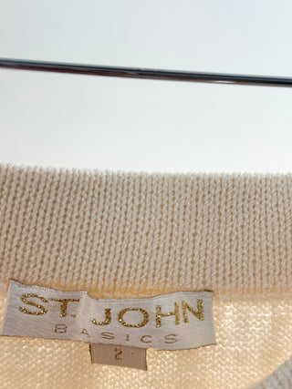 St. John 3 piece matching knit embroidered set, S / 2