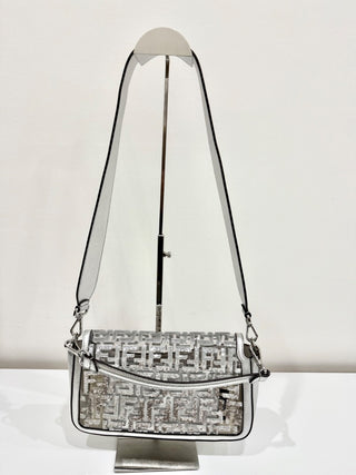 Fendi PVC Vitello Catalan Sequin leather Baguette Bag Argento Women's