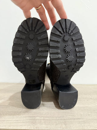 Stuart Weitzman Ivey Tweed High Block Heel Combat Boots Coffee Women's US 8.5