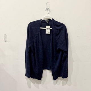 Eileen Fisher Open Front Linen Blend Cardigan Sweater Navy Women's Size Large