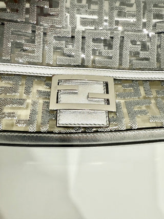 Fendi PVC Vitello Catalan Sequin leather Baguette Bag Argento Women's