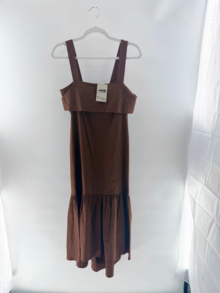 Theory Brown tie back midi dress, S