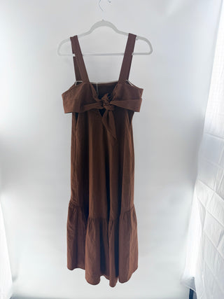 Theory Brown tie back midi dress, S