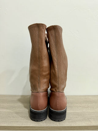 NWOT Stuart Weitzman Elspeth Turin Leather Combat Boots Pink Womens Size US 8.5