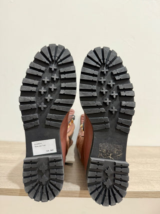 NWOT Stuart Weitzman Elspeth Turin Leather Combat Boots Pink Womens Size US 8.5