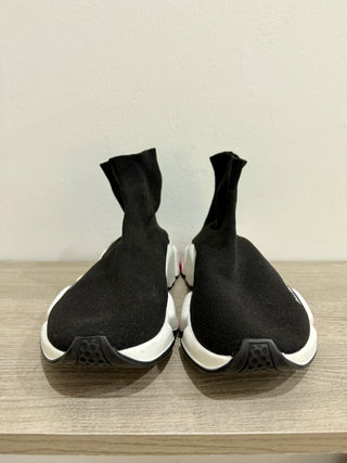 Balenciaga Neoprene Knit Speed Mid Sock Sneakers Black Pink Womens Size US 10