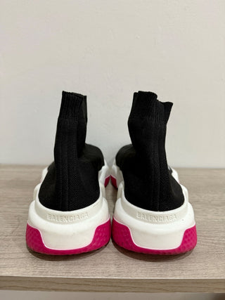 Balenciaga Neoprene Knit Speed Mid Sock Sneakers Black Pink Womens Size US 10
