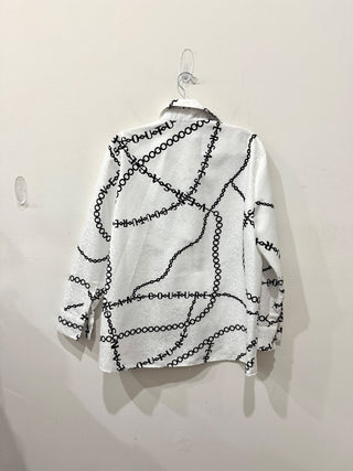 Versace Jeans Couture Chain-Link Print Button-Up Shirt White Women's Size US 6