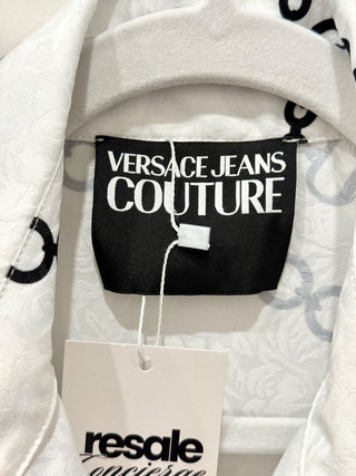 Versace Jeans Couture Chain-Link Print Button-Up Shirt White Women's Size US 6