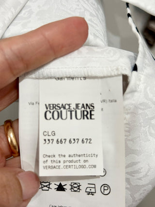 Versace Jeans Couture Chain-Link Print Button-Up Shirt White Women's Size US 6
