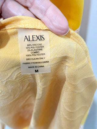 Alexis Lef Floral Asymmetric Neck One Shoulder A-Line Maxi Dress Yellow Size M