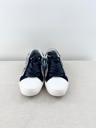 Zadig & Voltaire Python Snakeskin Leather Lace Up Sneakers Shoes Wild Blue EU 39