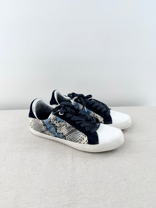 Zadig & Voltaire Python Snakeskin Leather Lace Up Sneakers Shoes Wild Blue EU 39