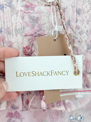 LoveShackFancy floral ruffle 10% silk mini dress, S